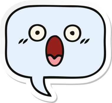 Bir insan tarafından çizilmiş şirin bir karikatür konuşma balonunun etiketi.