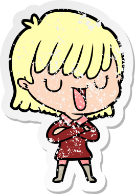 Bir insan tarafından çizilmiş karikatür bir kadının sıkıntılı çıkartması.