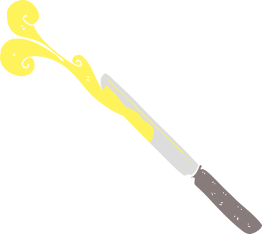 Bir insan tarafından çizilmiş tereyağı bıçağının düz renk çizimi