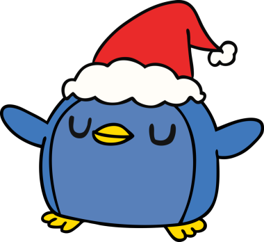 Bir insan tarafından çizilmiş kawaii pengueninin el çizimi karikatürü