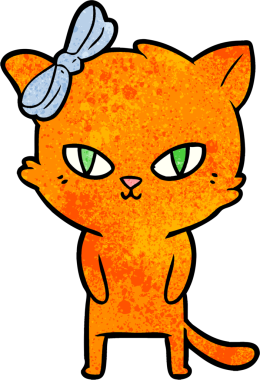 Bir insan tarafından çizilmiş sevimli çizgi film kedisi.