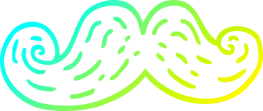 Bir insan tarafından çizilmiş kıvırcık bıyıklı bir çizgi film çizimi.