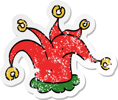 Bir insan tarafından çizilmiş soytarı şapkasının sıkıntılı çıkartması.