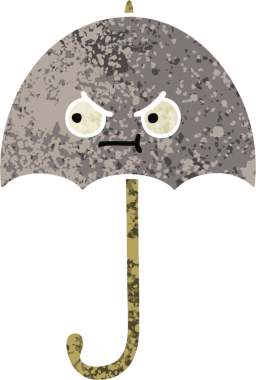 Bir insan tarafından çizilmiş bir şemsiyenin retro çizim tarzı karikatürü