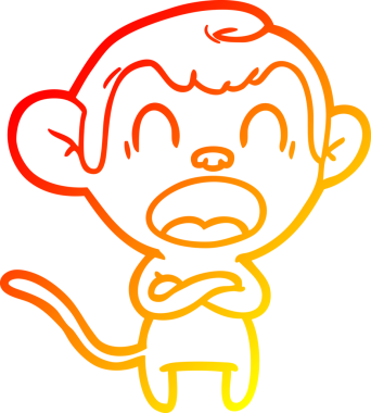 Bir insan tarafından çizilmiş bağıran çizgi film maymunu çizimi