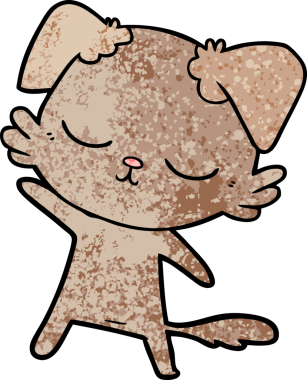 Bir insan tarafından çizilmiş şirin bir çizgi film köpeği.