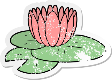 Bir insan tarafından çizilmiş bir nilüfer çiçeğinin sıkıntılı yapıştırması.