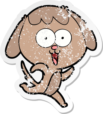 Bir insan tarafından çizilmiş şirin bir köpeğin sıkıntılı çıkartması.