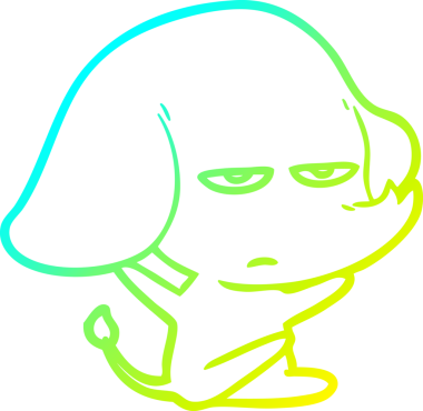 Bir insan tarafından çizilmiş soğuk bir çizgi film filinin çizimi.