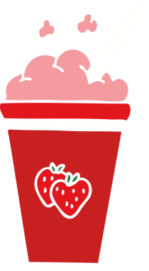 Bir insan tarafından çizilmiş garip bir karikatür çilekli milkshake.