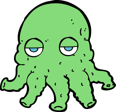 Bir insan tarafından çizilmiş uzaylı mürekkep balığı yüzü.