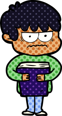 Bir insan tarafından çizilmiş sinirli çizgi film çocuğu.