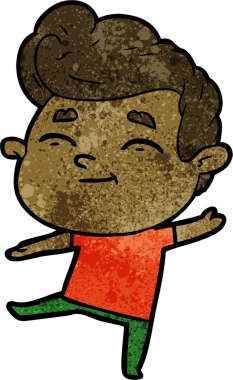 Bir insan tarafından çizilmiş mutlu çizgi film adamı.