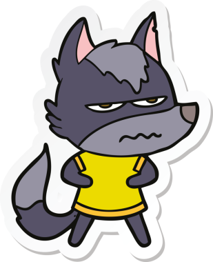 Bir insan tarafından çizilmiş kızgın bir kurdun çıkartması.