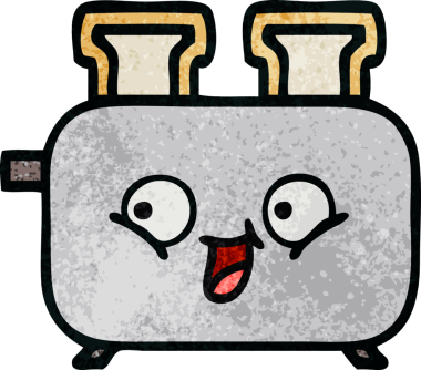 Bir insan tarafından çizilmiş bir tost makinesinin retro grunge doku karikatürü