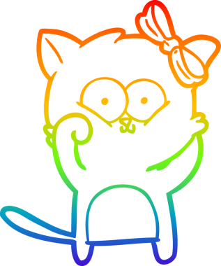 gökkuşağı gradyanı çizimi bir insan tarafından çizilmiş çizgi film kedisi