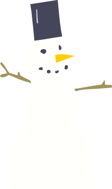 Bir insan tarafından çizilmiş düz renkli kardan adam çizimi