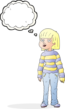 Bir insan tarafından çizilmiş serbest çizim baloncuk karikatür kadın.