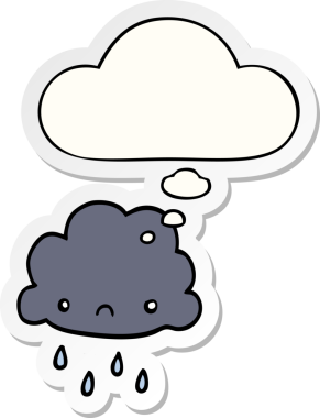 Düşünce baloncuklu karikatür fırtına bulutu insan tarafından çizilmiş bir çıkartma.