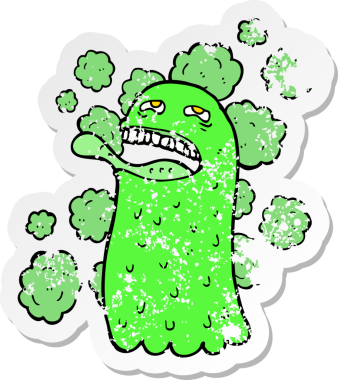 Bir insan tarafından çizilmiş komik bir hayaletin gerilimli çıkartması.