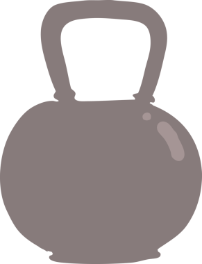 Bir insan tarafından çizilmiş çaydanlık çan ağırlığının düz renk çizimi