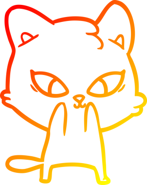 Bir insan tarafından çizilmiş sevimli bir çizgi film kedisinin sıcak çizgi çizgisi.