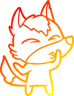 Bir insan tarafından çizilmiş bir kurt çizgi filminin sıcak çizgi çizimi.