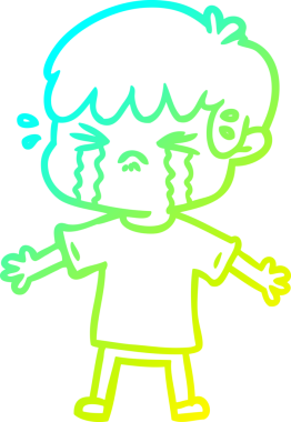 Bir insan tarafından çizilmiş ağlayan çizgi film çocuğu çizimi.