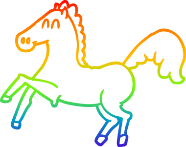 Gökkuşağı gradyan çizgi çizimi Bir insan tarafından çizilmiş çizgi at