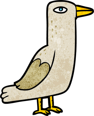 Bir insan tarafından çizilmiş çizgi film kuşu.