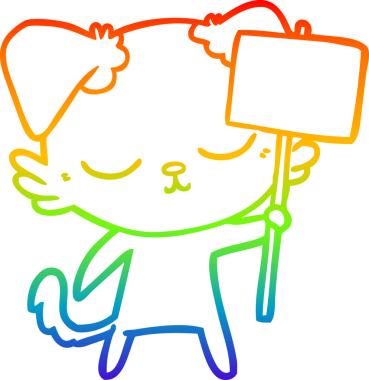 Gökkuşağı gradyan çizimi. Bir insan tarafından çizilmiş şirin bir köpek çizimi.