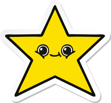 Bir insan tarafından çizilmiş şirin bir çizgi film yıldızının çıkartması.