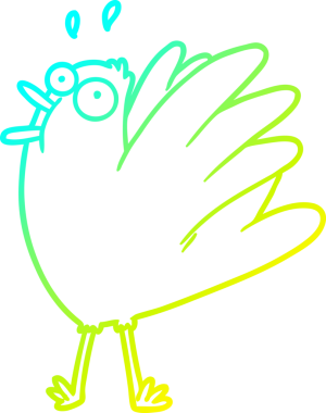 Bir insan tarafından çizilmiş soğuk çizgi çizgi film kuşunun ciyaklaması