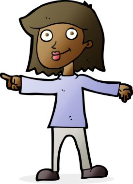 Bir insan tarafından çizilmiş mutlu kadın çizgi filmi.