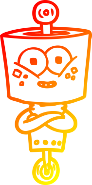 Bir insan tarafından çizilmiş mutlu bir çizgi robot çizimi