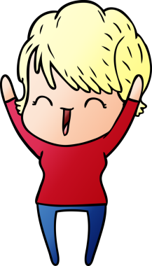 Bir insan tarafından çizilmiş gülen kadın çizgi filmi.