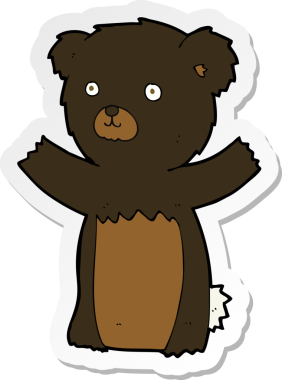 Bir insan tarafından çizilmiş şirin bir kara ayının çıkartması.