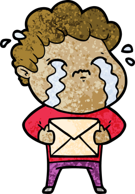 Bir insan tarafından çizilmiş ağlayan çizgi film adamı.