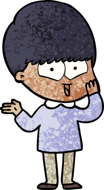 Bir insan tarafından çizilmiş mutlu çocuk çizgi filmi.