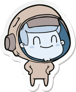 Bir insan tarafından çizilmiş mutlu bir astronotun çıkartması.