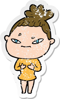 Bir insan tarafından çizilmiş karikatür bir kadının sıkıntılı çıkartması.