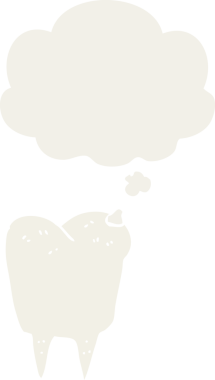 Düşünce baloncuğu olan çizgi film dişleri insan tarafından çizilmiş.