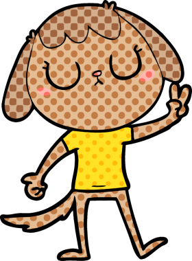 Bir insan tarafından çizilmiş şirin bir çizgi film köpeği.