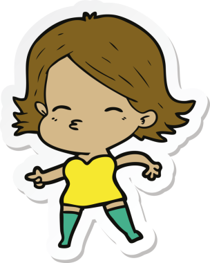 Bir insan tarafından çizilmiş bir karikatür kadının çıkartması.