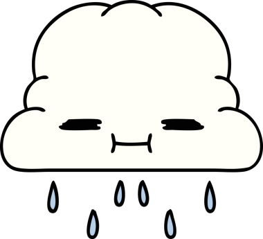 Bir insan tarafından çizilmiş kayıtsız bir bulut bulutu üzerine yağıyor.