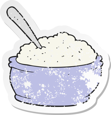 Bir insan tarafından çizilmiş çizgi film şeker kasesinin gerilimli yapıştırması.