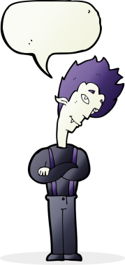 Bir insan tarafından çizilmiş, konuşma balonu olan bir vampir.