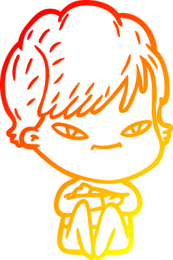 Bir insan tarafından çizilmiş mutlu bir kadının çizgi çizimi.