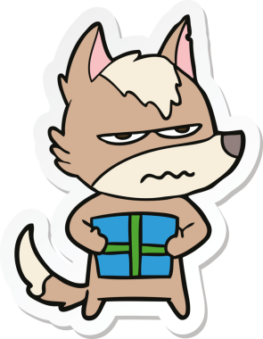 Bir insan tarafından çizilmiş kızgın bir kurdun çıkartması.