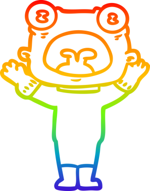 Gökkuşağı gradyanı çizimi bir çizgi film. Bir insan tarafından çizilmiş garip bir uzaylı.